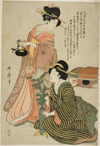 Het Chrysantenfestival in de Negende Maand, uit een ongetiteld pentaptychon van de vijf festivals door Kitagawa Utamaro