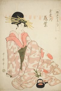 De Courtisane Hanamurasaki van de Tamaya, uit de serie "Courtisanes van de Vijf Festivals (Yukun gosekku)"