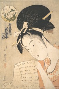 De Courtisane Hanazuma Leest een Brief, 1790s door Kitagawa Utamaro