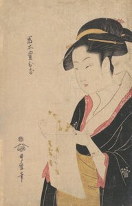 De Dame Tomimoto Toyohina Leest een Brief, 1790 door Kitagawa Utamaro