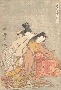 De dichter Ariwara no Narihira en Ono no Komachi, ca. 1798 door Kitagawa Utamaro