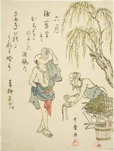 De Zesde Maand (Rokugatsu), uit een ongetitelde serie genrescènes in de twaalf maanden, met kyoka-gedichten door Kitagawa Utamaro