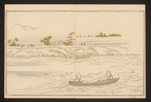 De oevers van de Sumida-rivier in de sneeuw door Kitagawa Utamaro