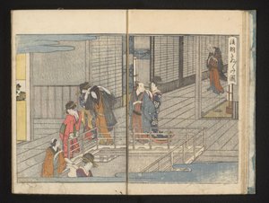 Vertrekkende gasten door Kitagawa Utamaro
