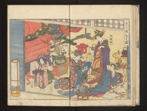 Voorbereidingen van de feestelijkheden door Kitagawa Utamaro