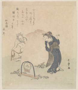 Vrouw bij een vossenklem door Kitagawa Utamaro