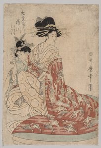 Vrouw van de Yoshiwara met meisje, 1753-1806 door Kitagawa Utamaro