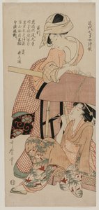 Vrouwen bij een draagstoel (uit de serie Chinese en Japanse gedichten van zevenjarige meisjes van recente tijden) door Kitagawa Utamaro