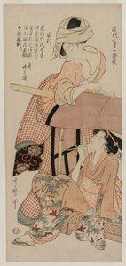 Vrouwen bij een draagstoel, late jaren 1790 door Kitagawa Utamaro
