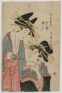 De Courtisanes Karagoto en Nishikido van Chojiya door Kitagawa Utamaro II