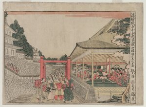 Chushingura: Act IV uit de serie Perspectiefbeelden voor The Treasure House of Loyalty, ca. 179 door Kitao Masayoshi