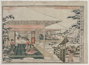 Chushingura: Act IX uit de serie Perspectiefbeelden voor Het Schathuis van Loyaliteit, ca. 179 door Kitao Masayoshi