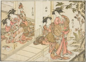 Courtisanes van Maruebiya, uit het boek "Spiegel van Mooie Vrouwen van de Plezierkwartieren (Seiro bijin awase sugata kagami)," deel 2