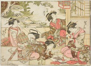 Courtisanes van Otawaraya, uit het boek "Spiegel van Mooie Vrouwen van de Plezierkwartieren (Seiro bijin awase sugata kagami)," deel 2 door Kitao Shigemasa