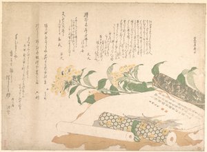 Madeliefjes en twee makimono door Kitao Shigemasa