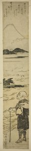 Priester Saigyo Contemplerend de Fuji-berg door Kitao Shigemasa