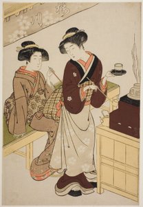 Het Sakuragawa Theehuis door Kitao Shigemasa
