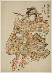 Bladeren van Esdoorns Bekijken (Momijigari), uit de serie "Dansgewoonten van Betoverende Figuren (Adesugata odori fuzoku)" door Kitao Shigemasa