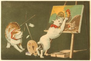 Katten en Linnen door Kiyochika Kobayashi