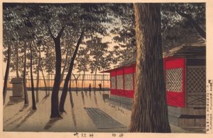 Dageraad bij het heiligdom, Kanda door Kiyochika Kobayashi