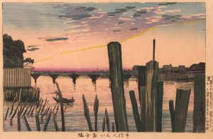 Golfbrekerpalen en Ryogoku-Brug door Kiyochika Kobayashi