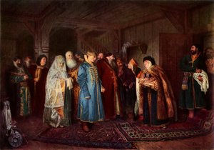 Een Boyar-bruiloft, 1883, 1965 door Klavdi Vasilevich Lebedev