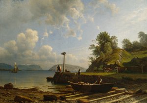 Kustlandschap met huizen