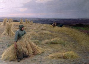 De oogsters, Svinklov-Viildemosen, Jutland door Knud Larsen