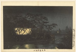 De Komoro rivier bij Tennoji door Kobayashi Kiyochika