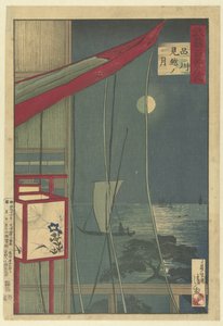 De maan bij Shinagawa door Kobayashi Kiyochika