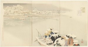 Februari: Matsuchiyanma Hill bij schemering in de sneeuw, maart 1896