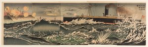 Onze vloot oorlogsschepen bombardeert Dalian Bay