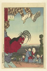 Straatartiest uit Edo door Kobayashi Kiyochika