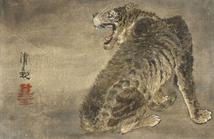 Tijger en bliksem door Kobayashi Kiyochika
