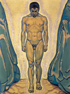 Stehender Jüngling - Staande jongeman ... (olieverf op doek) door Koloman Moser