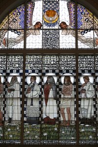 Glas-in-lood van de Am Steinhof kerk, Wenen, Oostenrijk door Koloman Moser