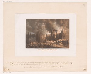 Brand in het Slot Haamstede Het kasteel van Haemstede. (Bij den brand van 1525) door Koninklijke Nederlandse Steendrukkerij van C.W. Mieling