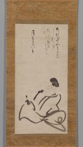 De dichter Hitomaro door Konoe Nobutada