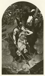 Wotan neemt afscheid van Brunhild (gravure) door Konrad Dielitz