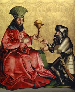 Abraham voor Melchizedek van het Heilspiegel Altaarstuk