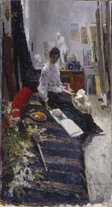 In het atelier van de schilder door Konstantin Alekseevich Korovin