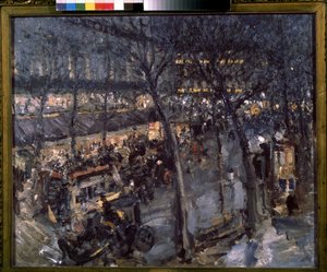 Parijs, Café de la Paix in het 9e arrondissement door Konstantin Alekseevich Korovin