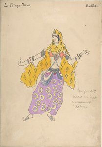 Polovtsiaans meisje. Kostuumontwerp voor de opera Prins Igor door A. Borodin door Konstantin Alekseevich Korovin