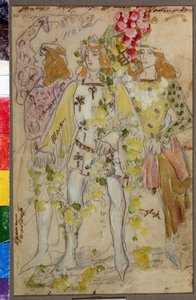 Kostuumontwerp voor het ballet Raymonda van A. Glazunov door Konstantin Alekseevich Korovin