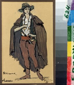 Kostuumontwerp voor de opera Aleko van Sergej Rachmaninov door Konstantin Alekseevich Korovin