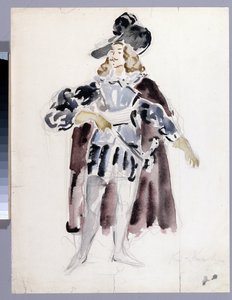 Kostuumontwerp voor de opera De stenen gast van A. Dargomyzjski door Konstantin Alekseevich Korovin