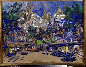 Decorontwerp voor de opera De Gouden Haan van N. Rimski-Korsakov door Konstantin Alekseevich Korovin