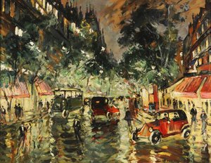 Regenachtige nacht in Parijs, jaren 1930 door Konstantin Alekseevich Korovin