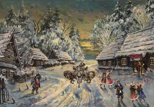 Russische Winter door Konstantin Alekseevich Korovin