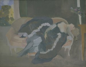 Slapende jonge vrouw door Konstantin Andreevic Somov